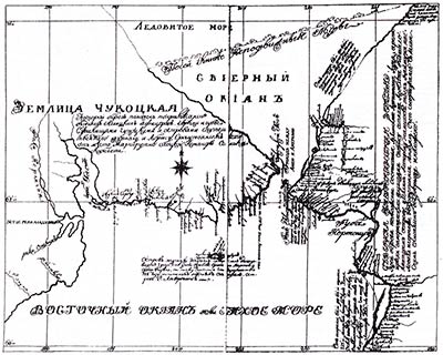 Карта к путешествию 1779 г. сотника Ивана Кобелева. Рукописная копия, не позднее 1781 г.