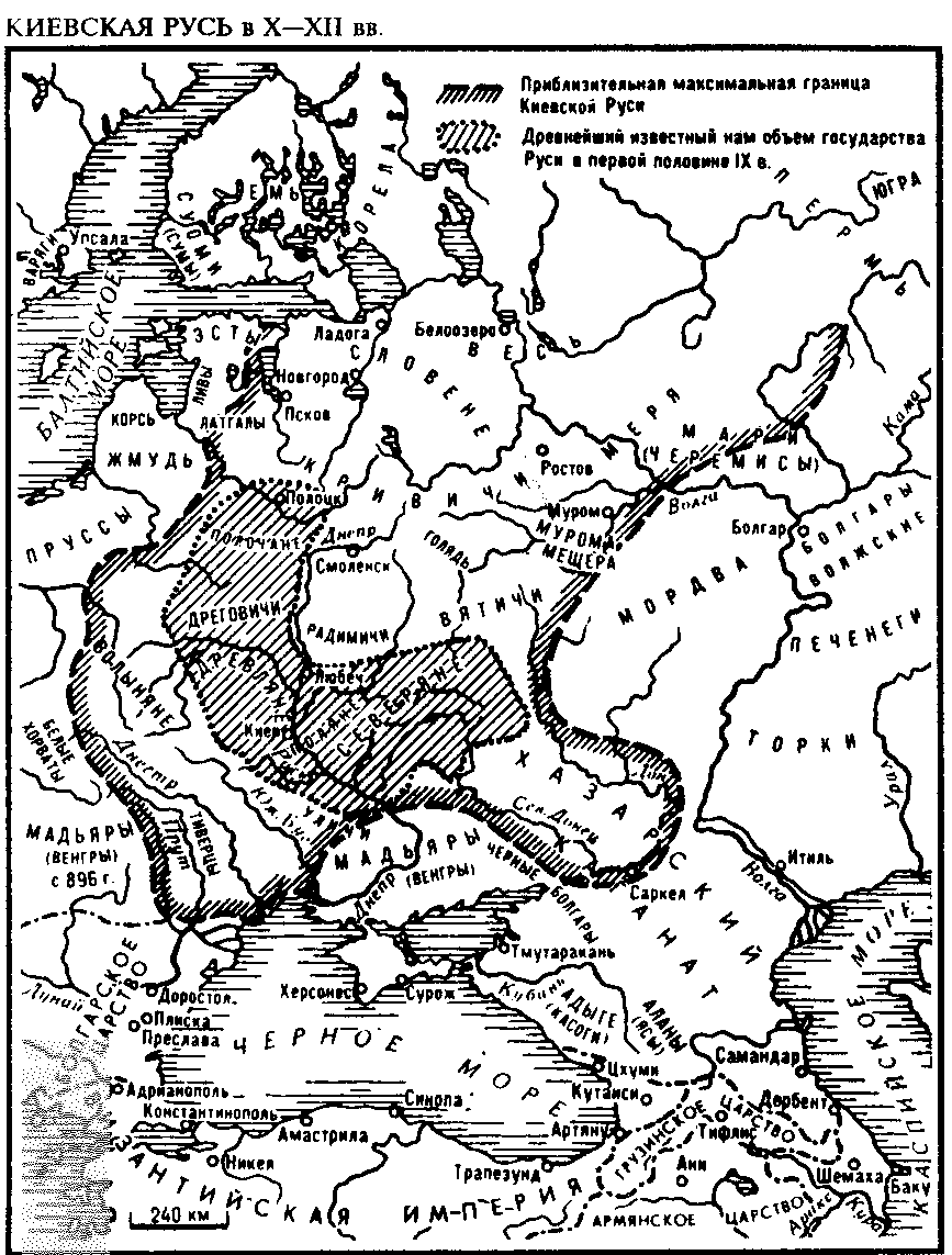 Карта киевской руси в 9 12 веках с городами