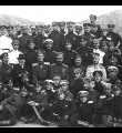 Генерал П.Н. Врангель (сидит в центре), генерал А.П. Кутепов (справа от него) на постройке 17-го километра железной дороги Кральево-Рашка. Сербия, 22 октября 1923 г.